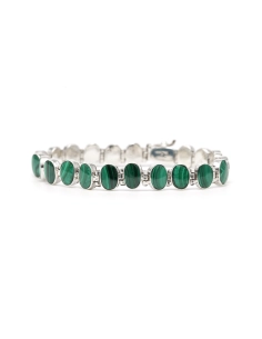 Bracelet contemporain en argent 925 serti de malachites - 2