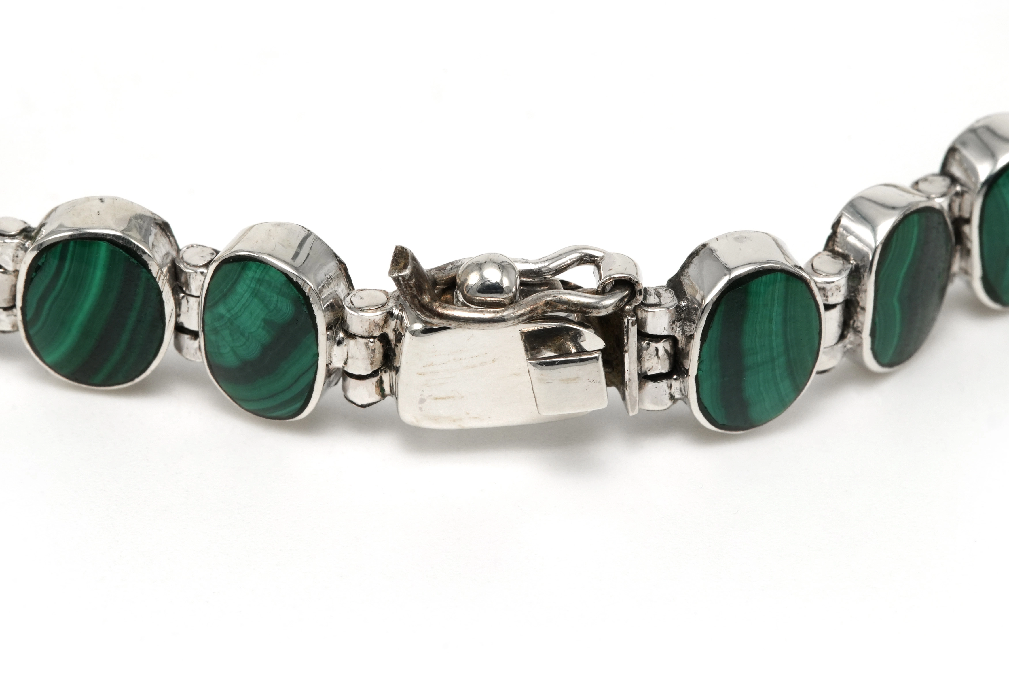 Bracelet contemporain en argent 925 serti de malachites - 4