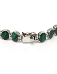Bracelet contemporain en argent 925 serti de malachites - 4