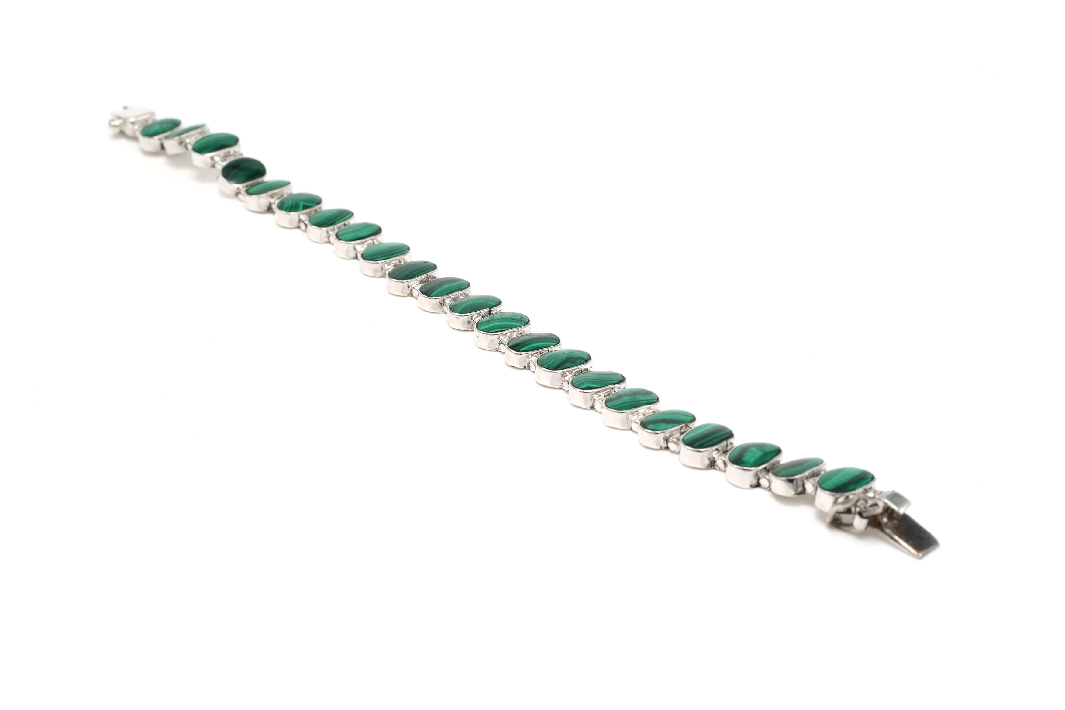Bracelet contemporain en argent 925 serti de malachites - 5