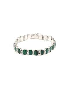 Bracelet contemporain en argent 925 serti de malachites - 6