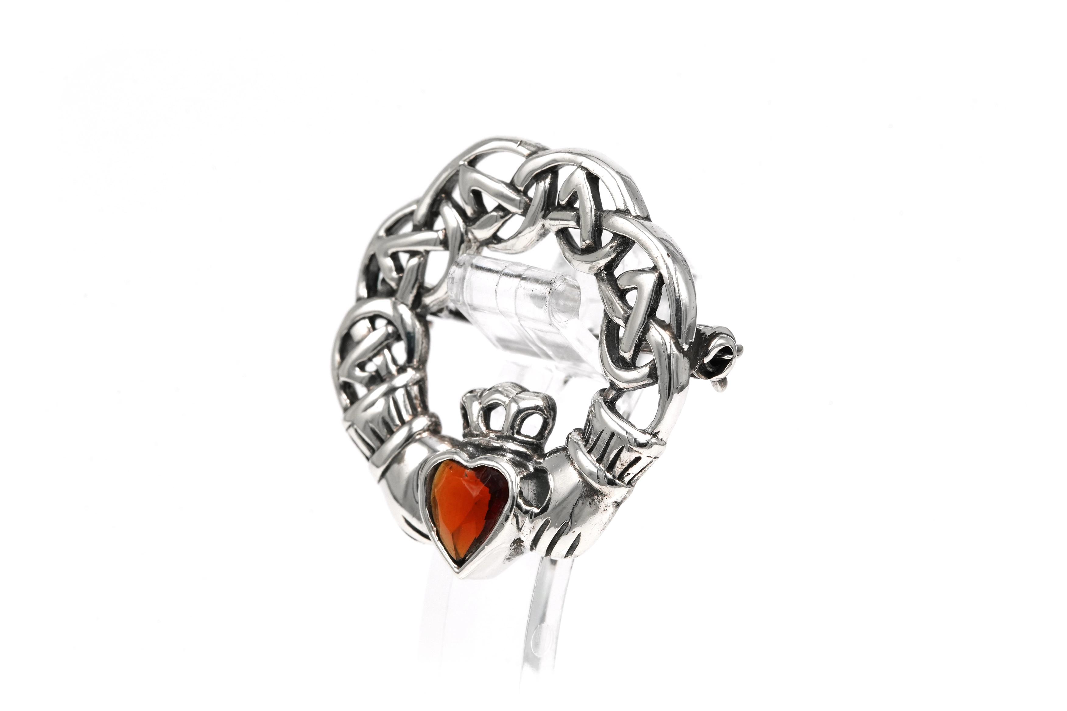 Broche contemporaine en argent 925 sertie d'un grenat - 2