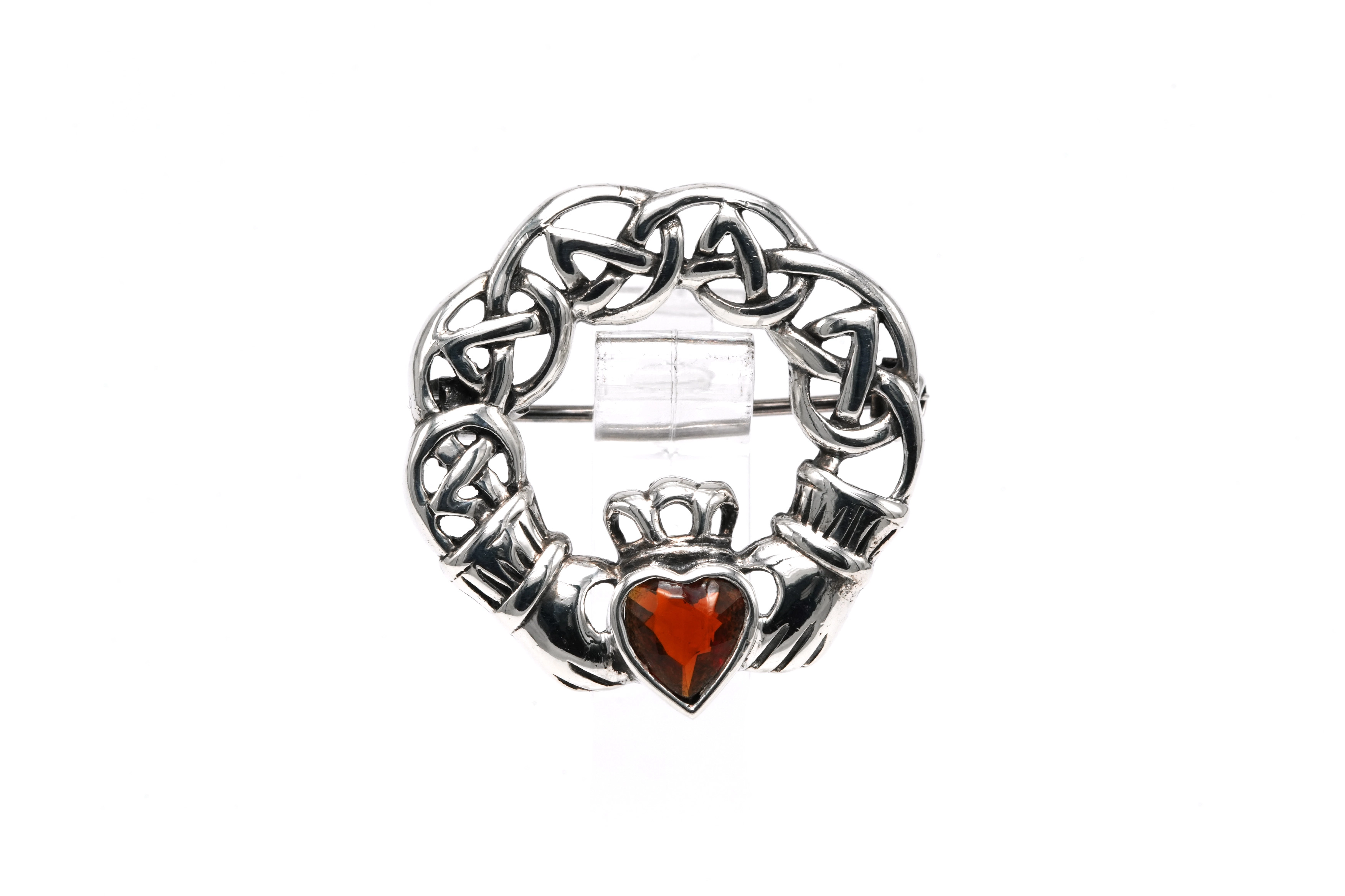 Broche contemporaine en argent 925 sertie d'un grenat - 1