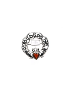 Broche contemporaine en argent 925 sertie d'un grenat - 1