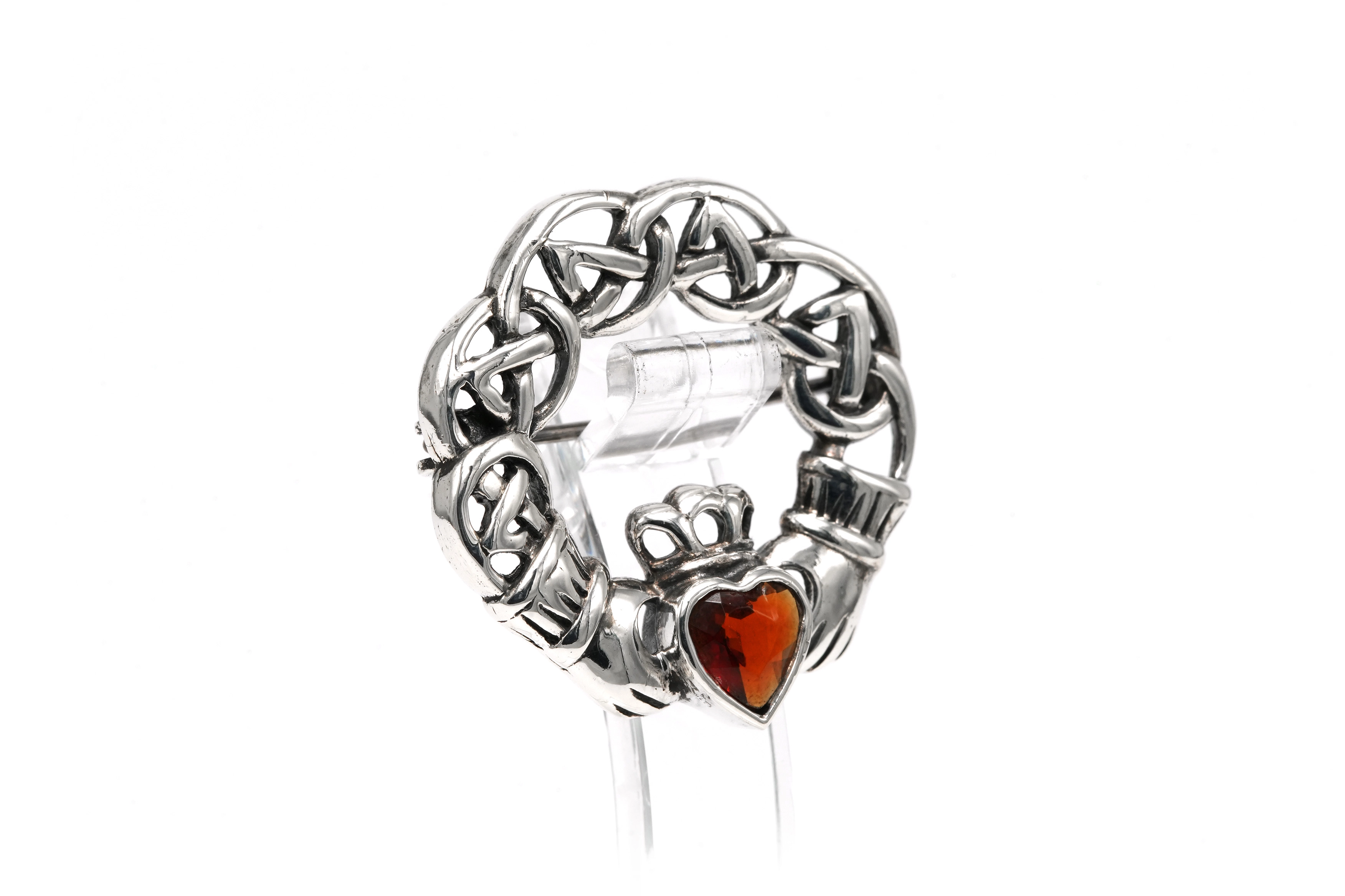 Broche contemporaine en argent 925 sertie d'un grenat - 6