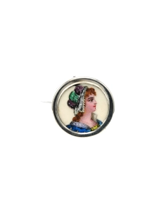 Broche Art Nouveau en argent sertie d'un email - 2