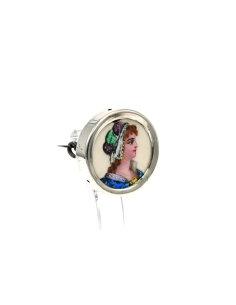 Broche Art Nouveau en argent sertie d'un email - 6