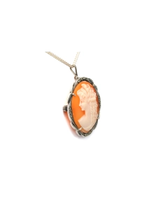 Pendentif Art Déco en argent 835 serti d'un camée et de marcassites - 3