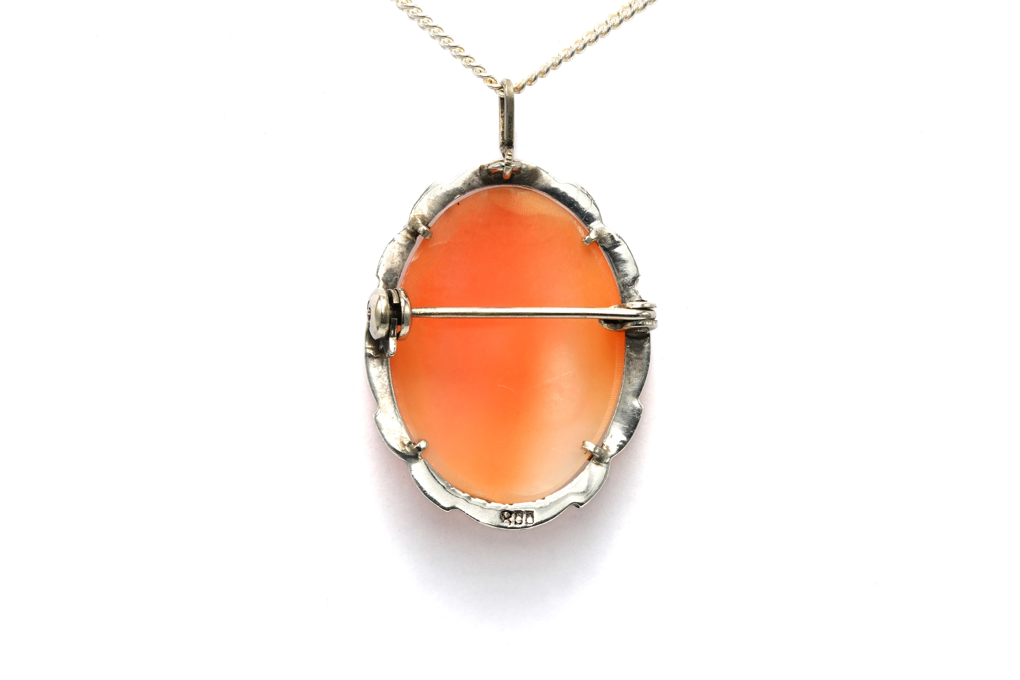 Pendentif Art Déco en argent 835 serti d'un camée et de marcassites - 4