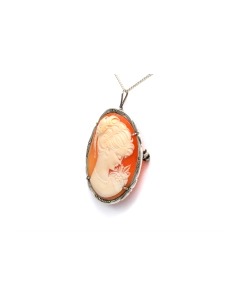Pendentif Années 70 en argent 800 serti d'un camée et de marcassites - 2