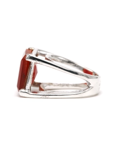 Bague contemporaine en argent 925 sertie d'une cornaline - 3