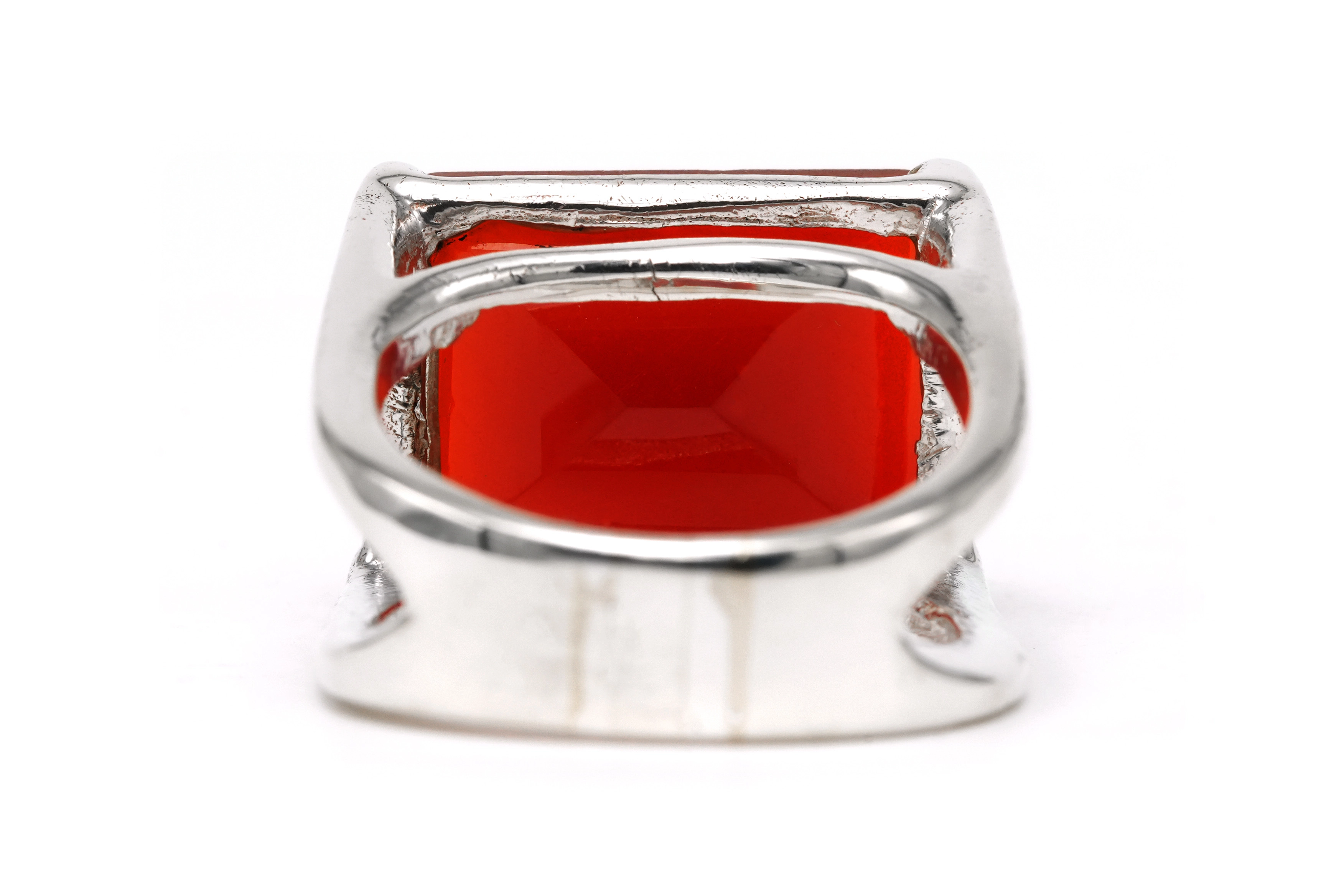 Bague contemporaine en argent 925 sertie d'une cornaline - 4
