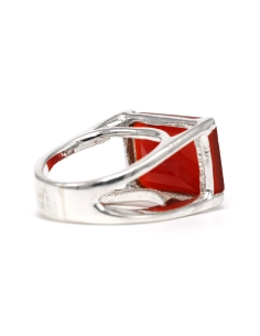 Bague contemporaine en argent 925 sertie d'une cornaline - 5