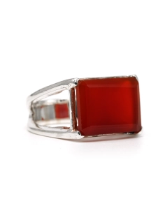 Bague contemporaine en argent 925 sertie d'une cornaline - 6