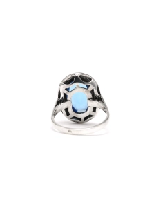 Bague Art Déco en argent sertie d'une spinelle synthétique et de marcassites - 4