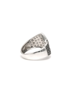 Bague contemporaine en argent 925 sertie de zirconiums - 5