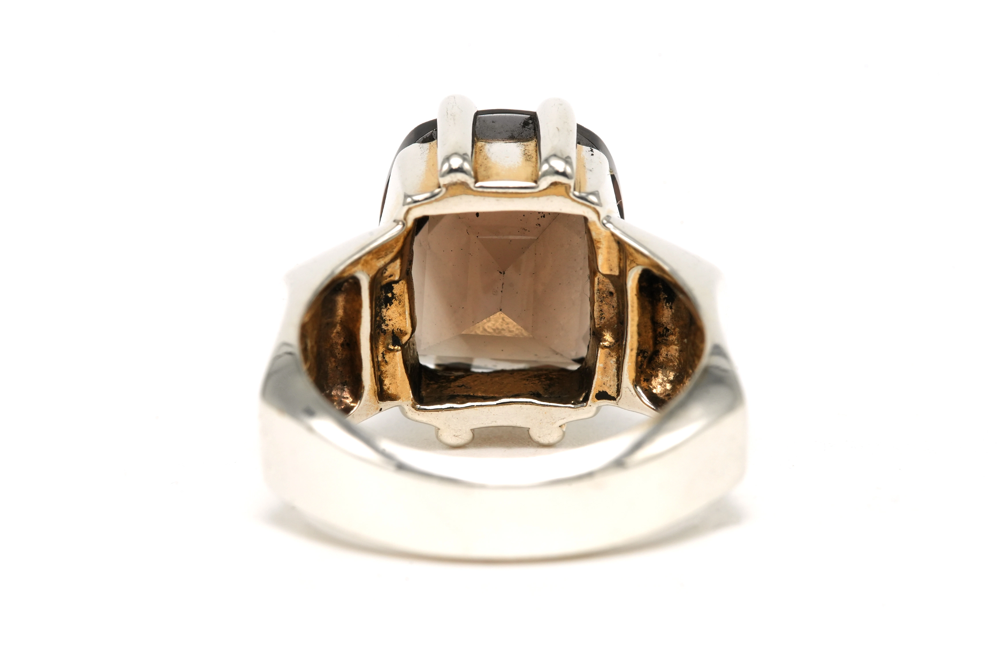 Bague contemporaine en argent 925 sertie d'un quartz fumé - 4
