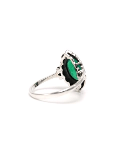 Bague Années 70 en argent 925 sertie d'une chrysoprase et de marcassites - 5