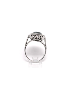 Bague Art Déco en argent sertie d'une hématite et de marcassites - 4