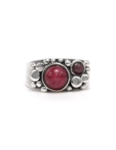 Bague Années 70 en argent 925 sertie d'une rhodochrosite - 1