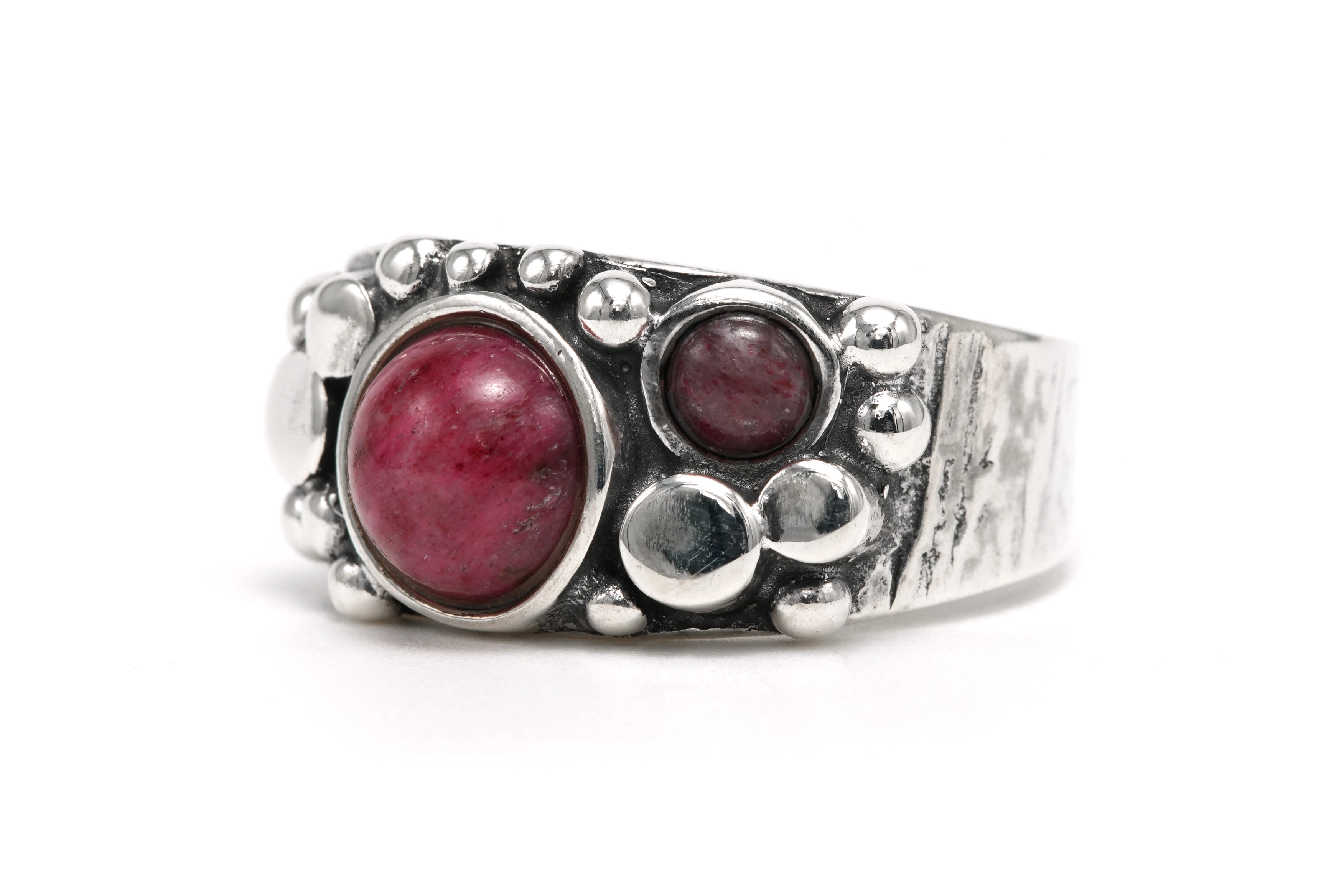Bague Années 70 en argent 925 sertie d'une rhodochrosite - 2