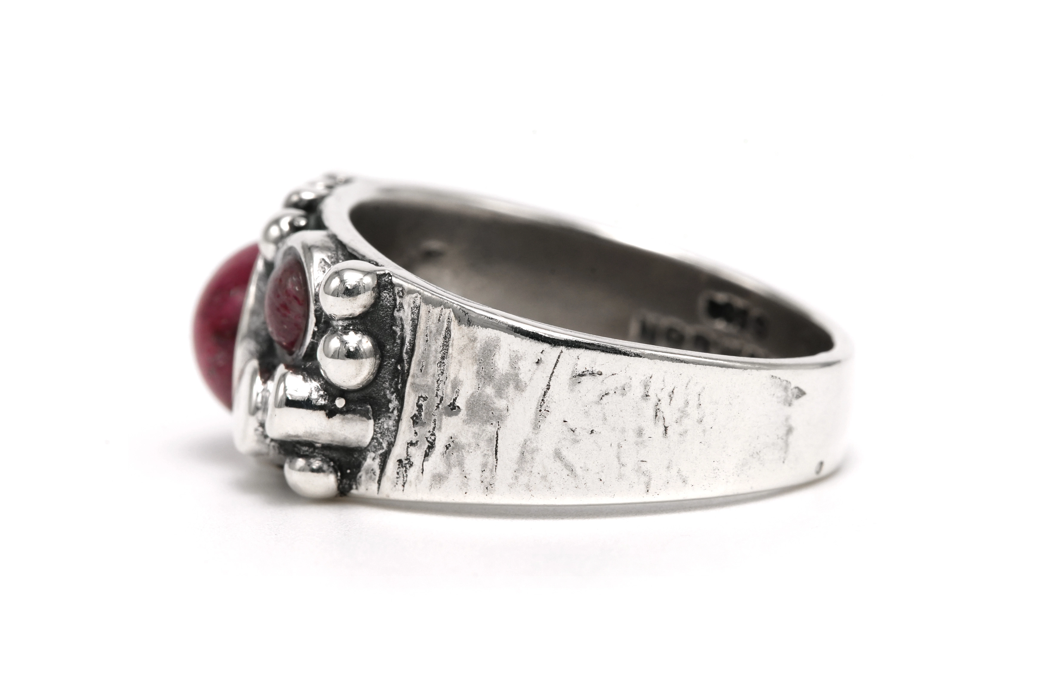 Bague Années 70 en argent 925 sertie d'une rhodochrosite - 3