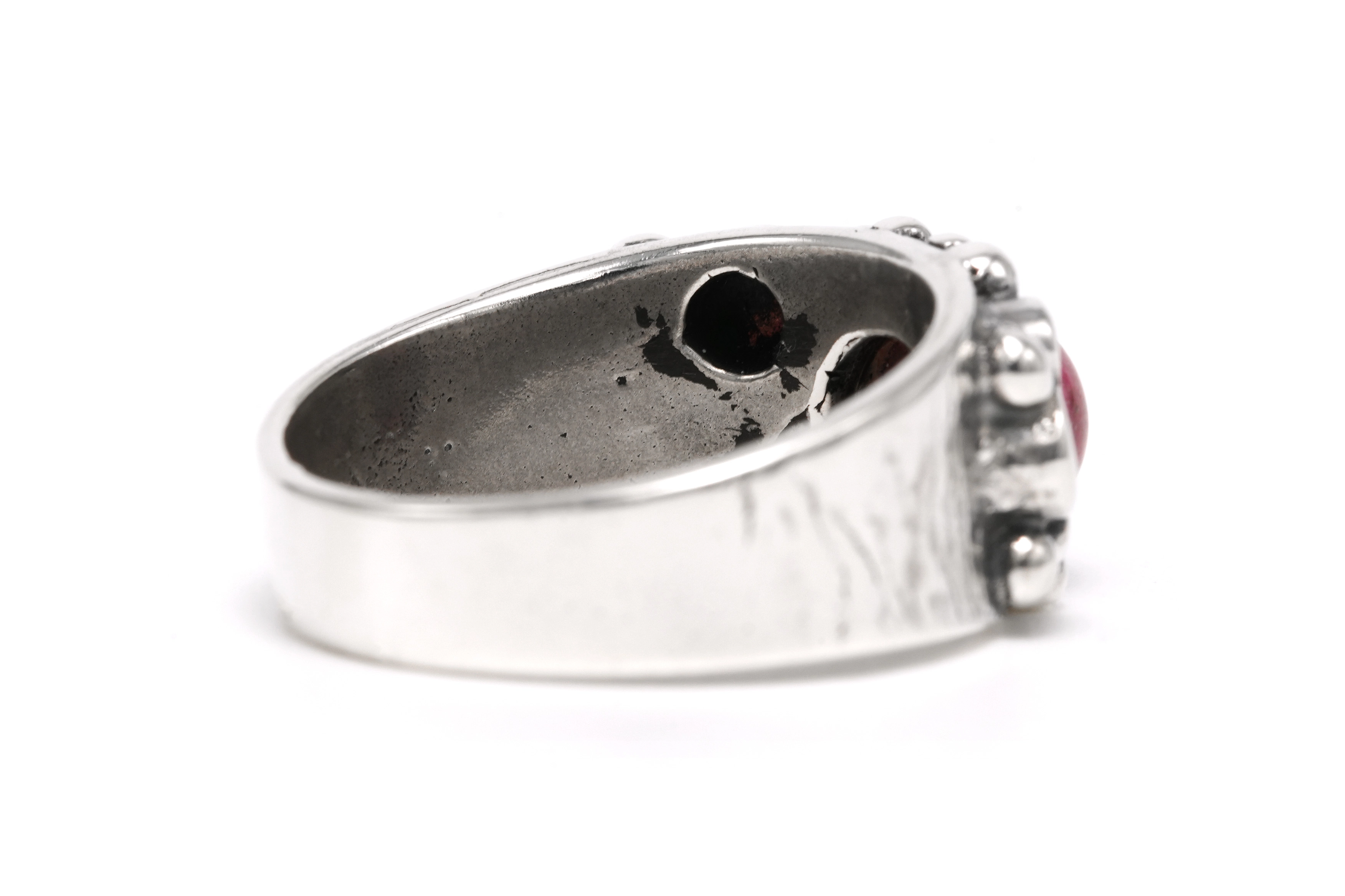 Bague Années 70 en argent 925 sertie d'une rhodochrosite - 5