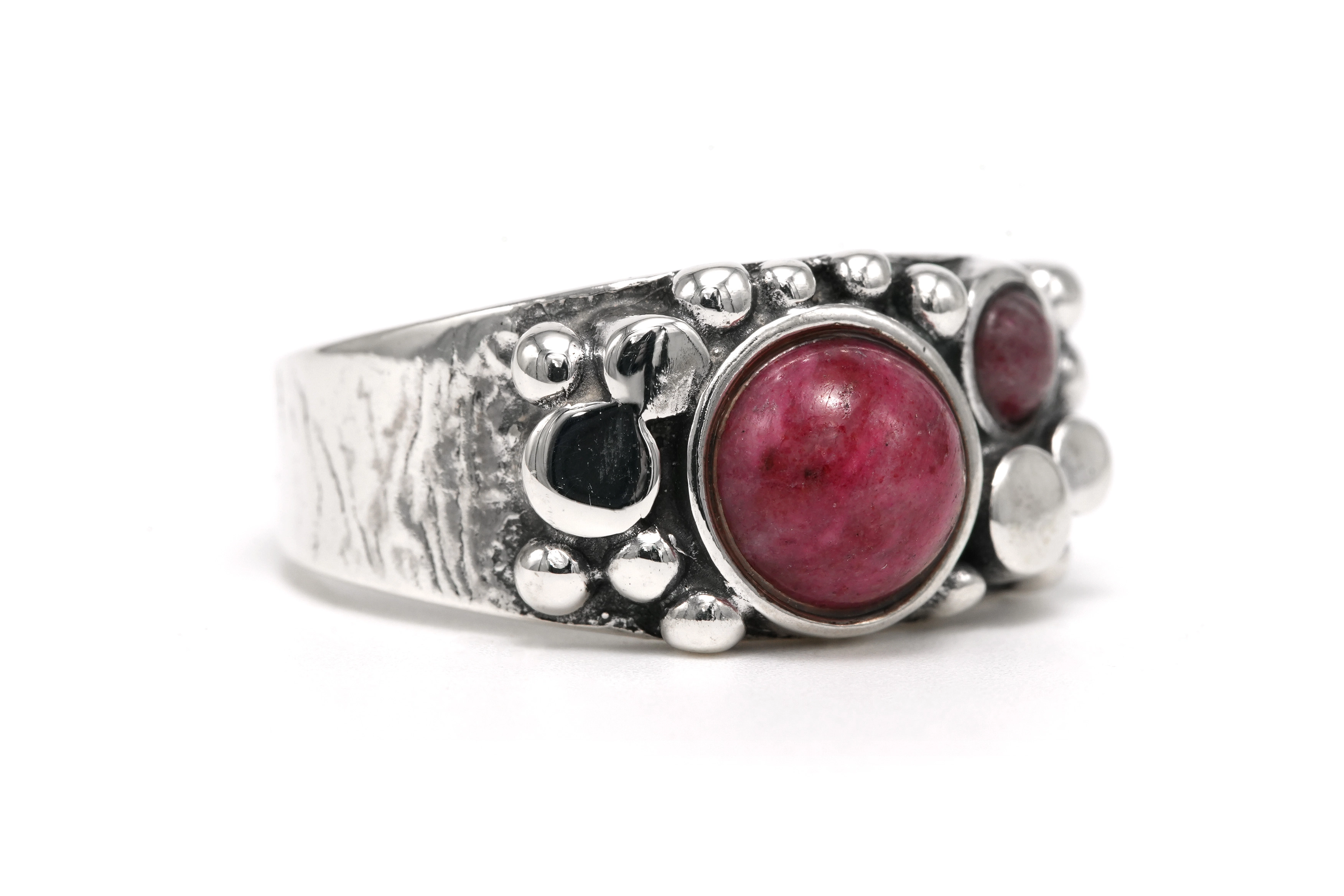 Bague Années 70 en argent 925 sertie d'une rhodochrosite - 6