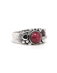 Bague Années 70 en argent 925 sertie d'une rhodochrosite - 6