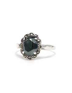 Bague Art Déco en argent sertie d'une hématite et de marcassites - 2