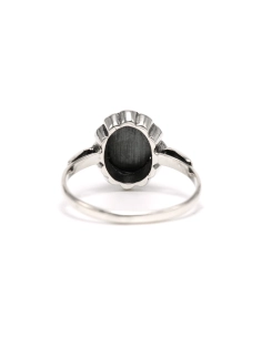 Bague Art Déco en argent sertie d'une hématite et de marcassites - 4