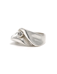 Bague Années 70 en argent 925 sertie d'un zirconium - 2