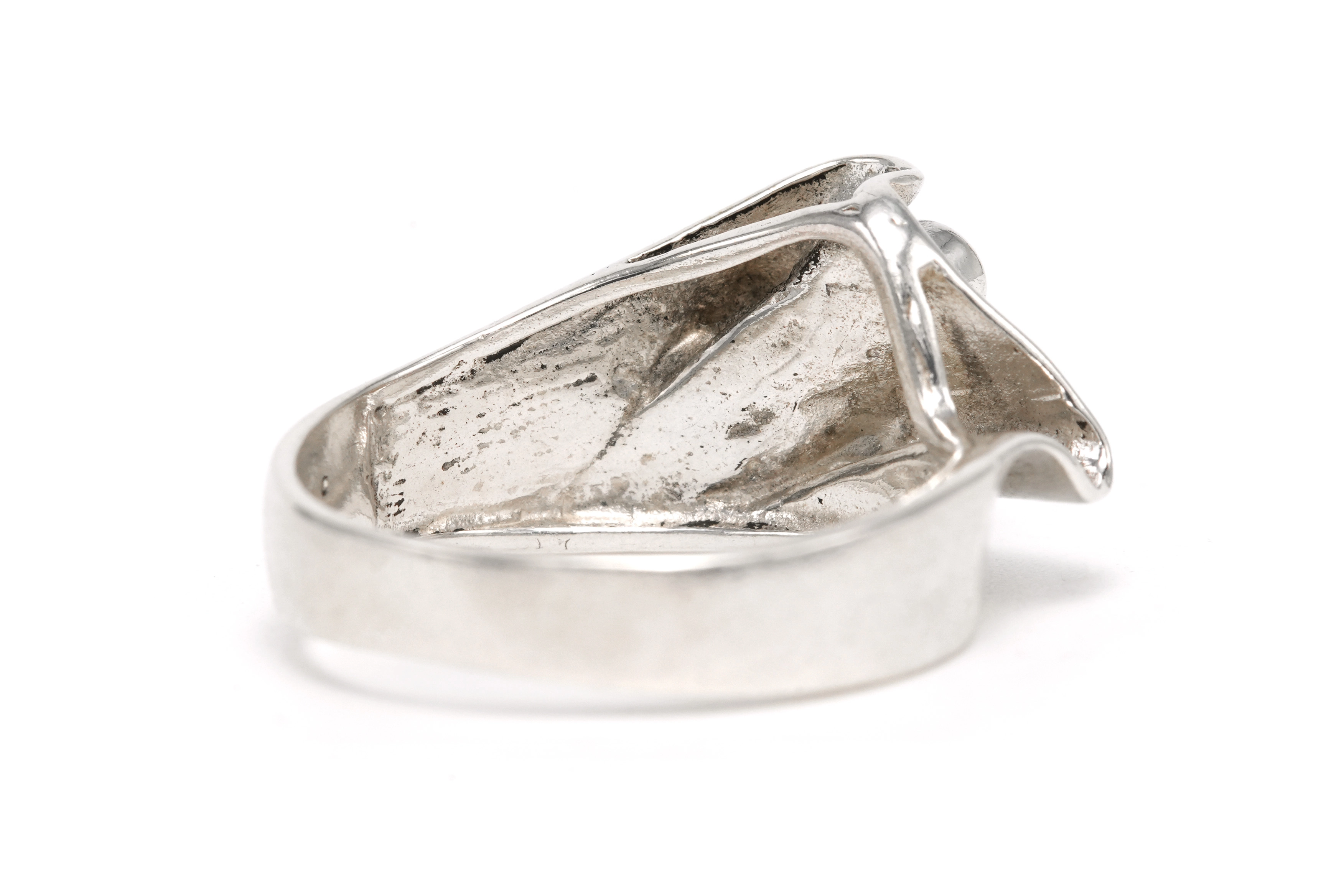Bague Années 70 en argent 925 sertie d'un zirconium - 5