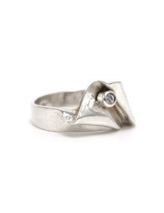 Bague Années 70 en argent 925 sertie d'un zirconium - 6