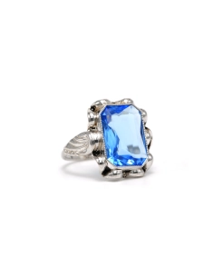 Bague Art Déco en argent 835 sertie d'une spinelle de synthèse - 6