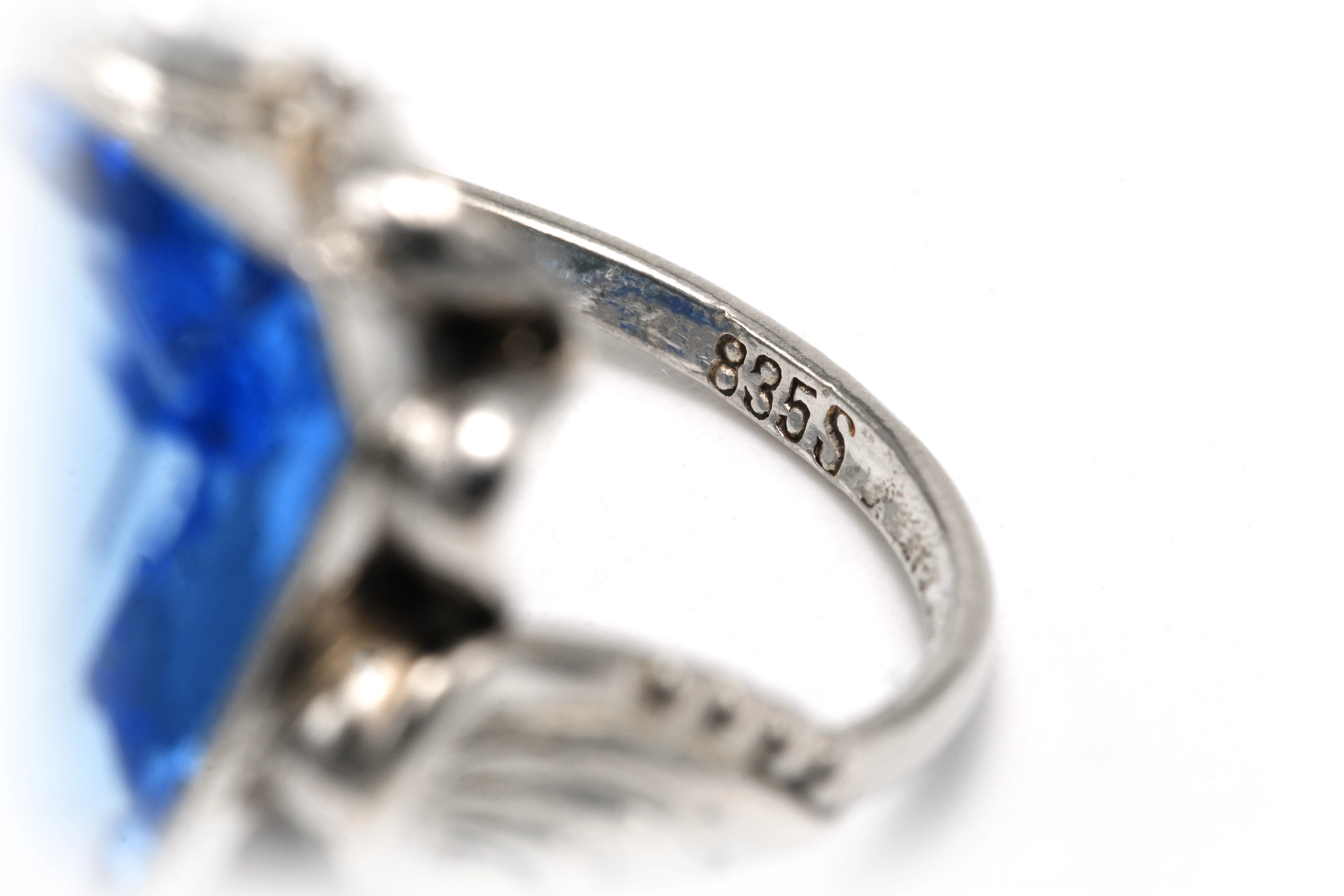 Bague Art Déco en argent 835 sertie d'une spinelle de synthèse - 7