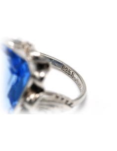 Bague Art Déco en argent 835 sertie d'une spinelle de synthèse - 7
