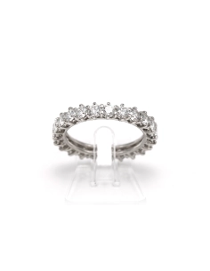 Bague contemporaine en or blanc 18 carats sertie de diamants taille "brillant" (+-1.60ct) - 1