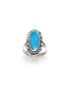 Bague contemporaine en argent 925 sertie d'une turquoise - 1
