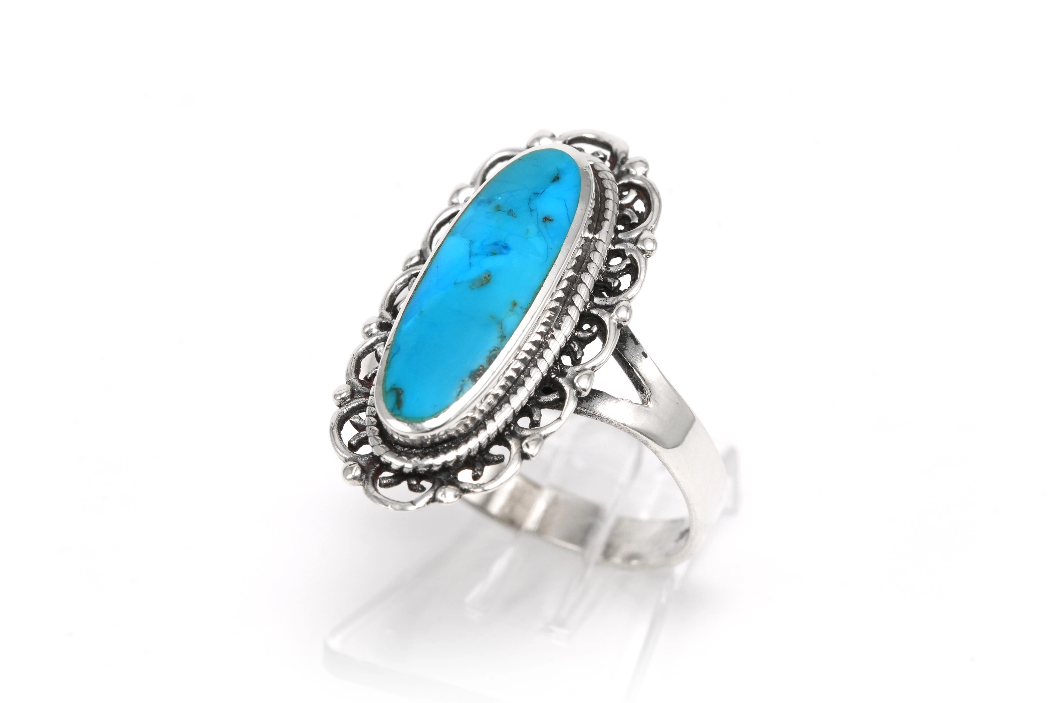 Bague contemporaine en argent 925 sertie d'une turquoise - 2