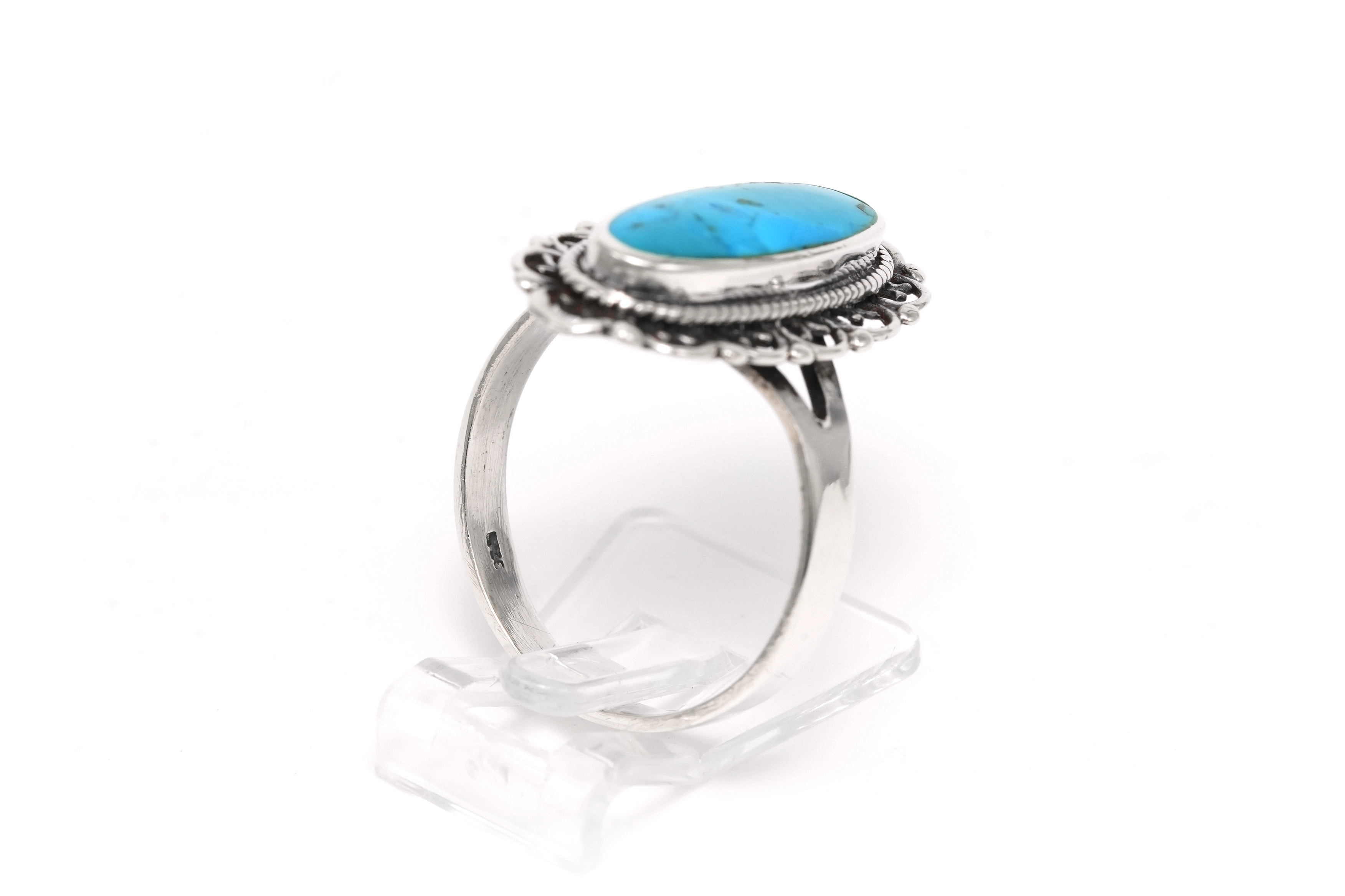 Bague contemporaine en argent 925 sertie d'une turquoise - 5