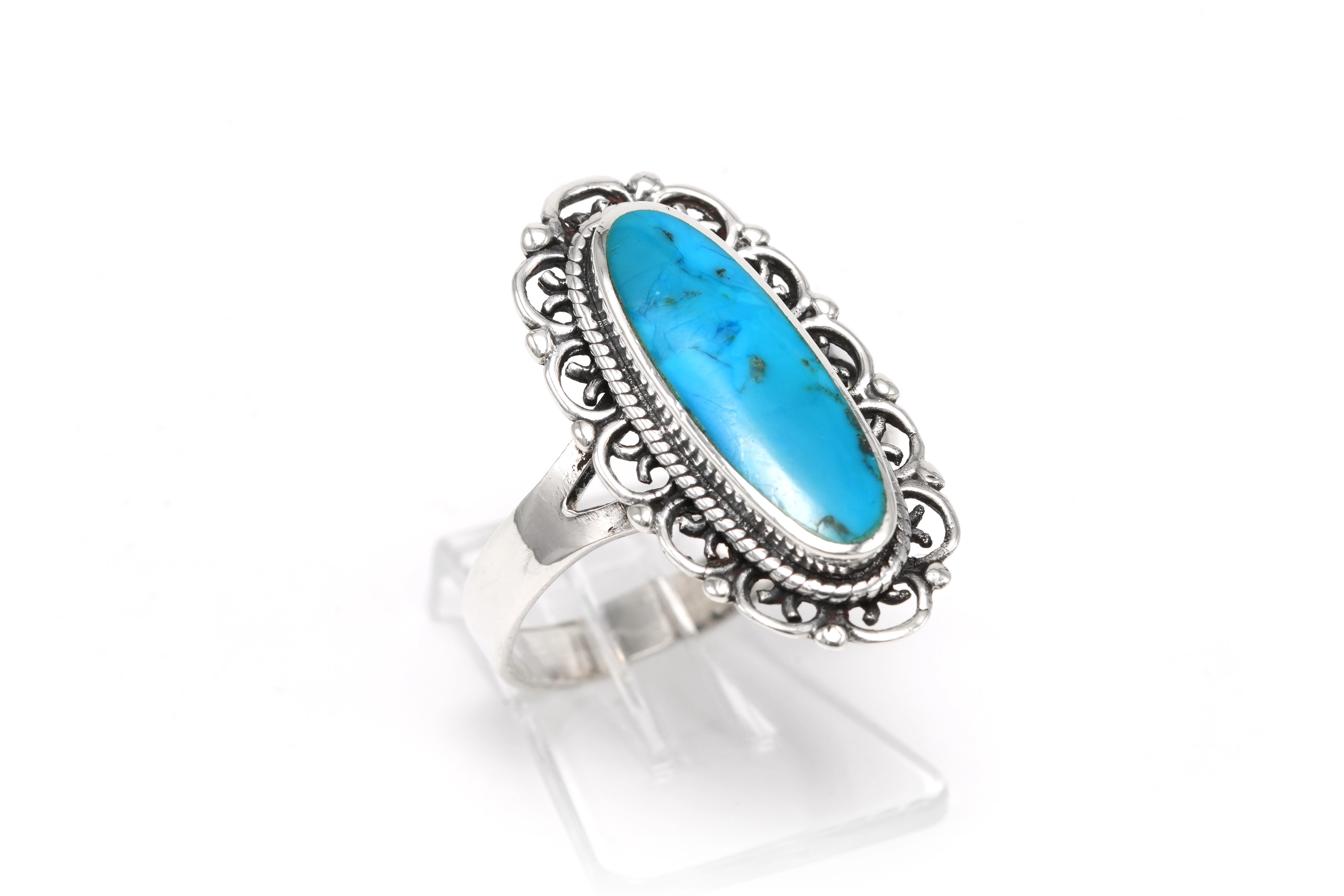 Bague contemporaine en argent 925 sertie d'une turquoise - 6