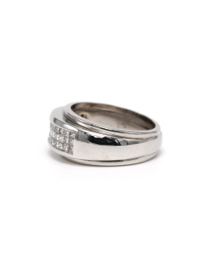 Bague contemporaine en or blanc 18 carats sertie de diamants taille "brillant" (+-0.45ct) - 3