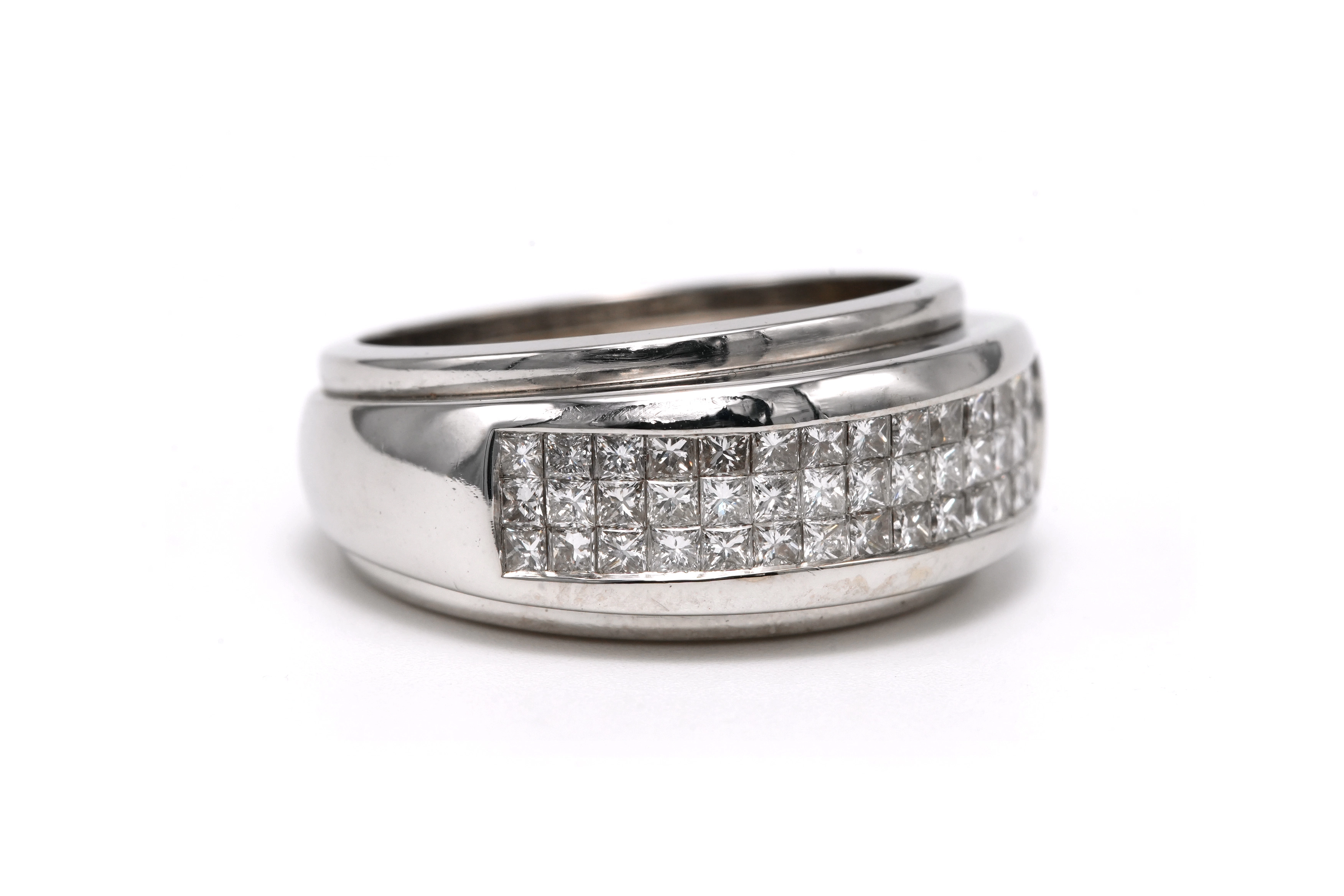 Bague contemporaine en or blanc 18 carats sertie de diamants taille "brillant" (+-0.45ct) - 6