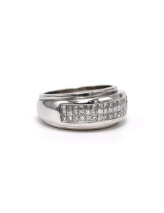 Bague contemporaine en or blanc 18 carats sertie de diamants taille "brillant" (+-0.45ct) - 6