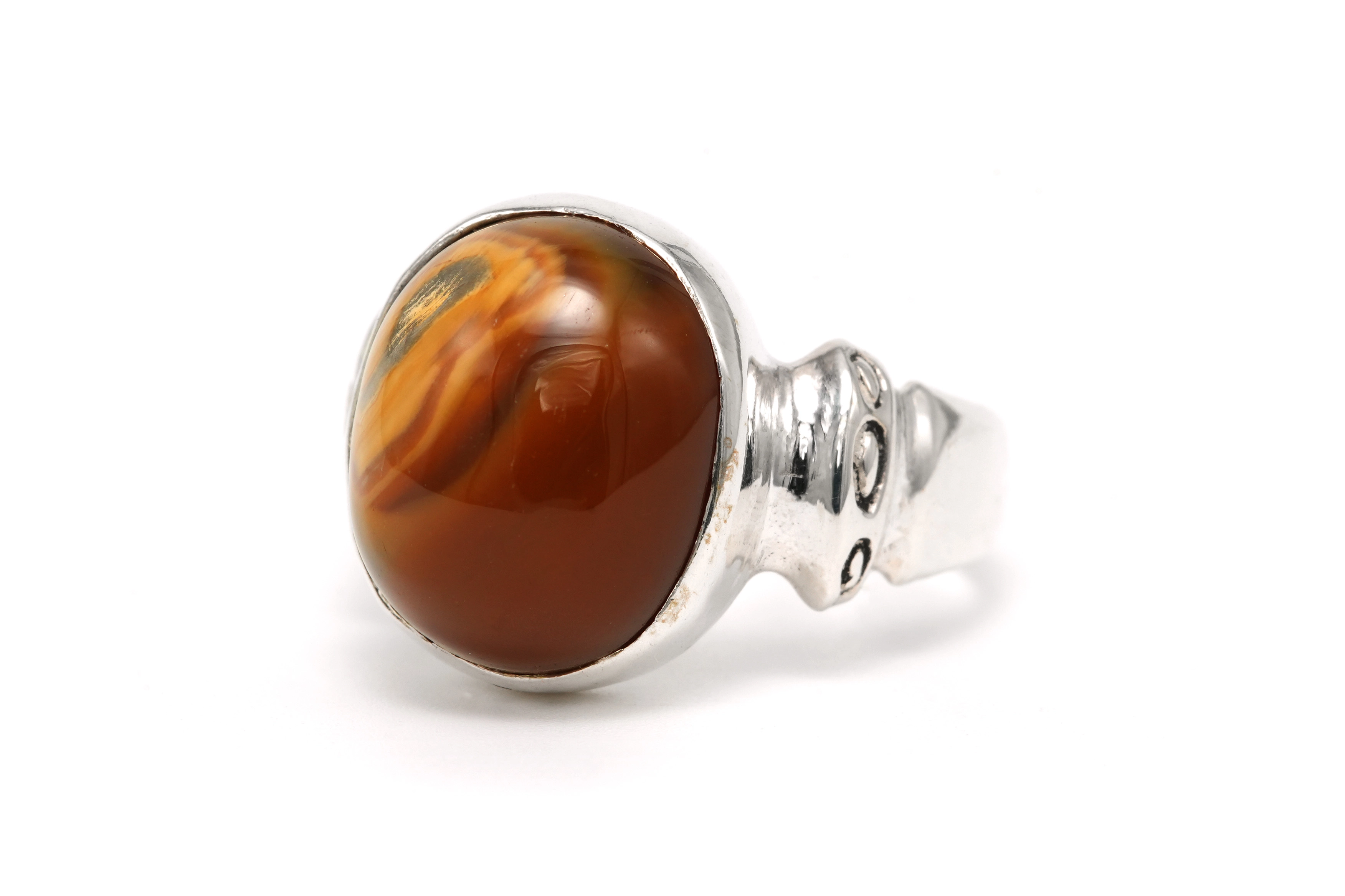 Bague Années 70 en argent 925 sertie d'une agathe - 2