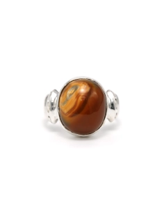 Bague Années 70 en argent 925 sertie d'une agathe - 1