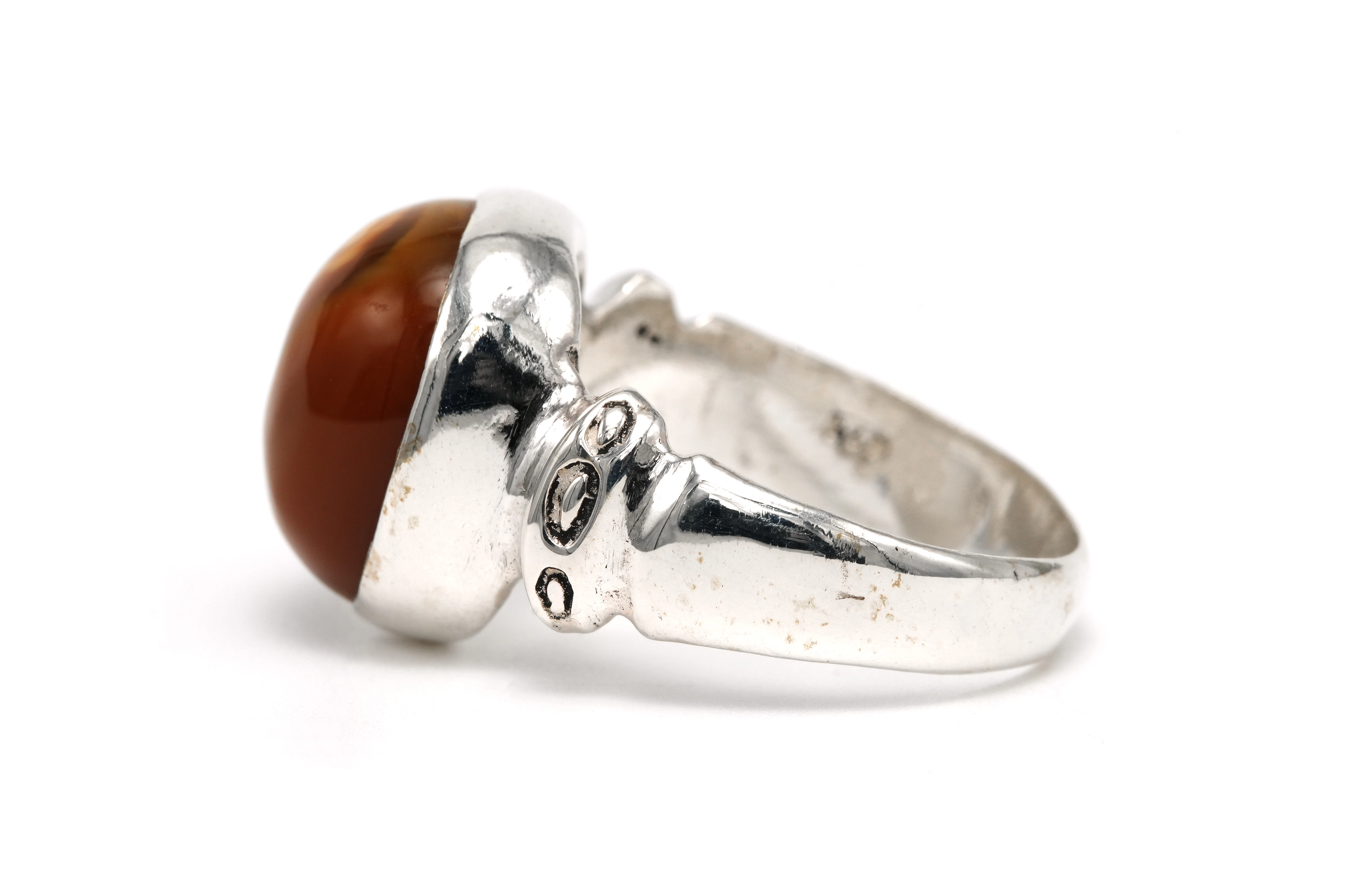 Bague Années 70 en argent 925 sertie d'une agathe - 3
