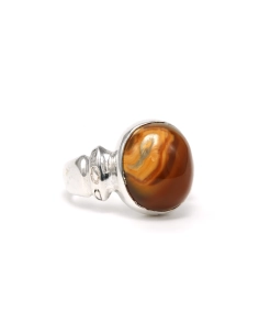 Bague Années 70 en argent 925 sertie d'une agathe - 6