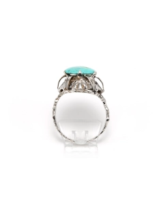 Bague Art Nouveau en argent sertie d'une turquoise - 4